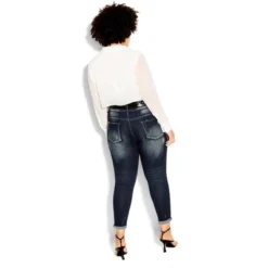 Women's Plus Size Patched Apple Skinny Jean - Mid Denim | CITY CHIC