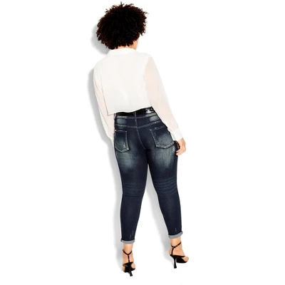 Women's Plus Size Patched Apple Skinny Jean - Mid Denim | CITY CHIC