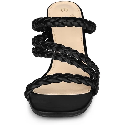 Perphy Square Toe Braided Heeled Chunky Heels Sandals For Women
