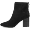 Journee Collection Womens Audrina Tru Comfort Foam Back Heel Zip Stacked Heel Booties