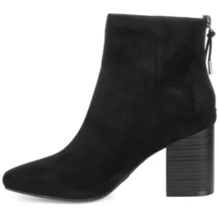 Journee Collection Womens Audrina Tru Comfort Foam Back Heel Zip Stacked Heel Booties