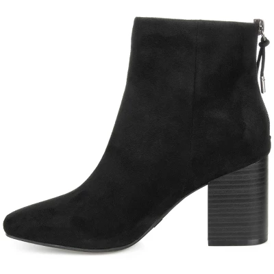 Journee Collection Womens Audrina Tru Comfort Foam Back Heel Zip Stacked Heel Booties