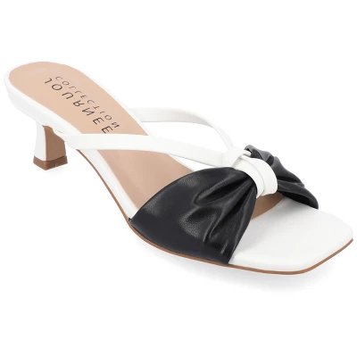 Journee Collection Womens Starling Kitten Heel Two Tone Open Toe Pumps - Image 9