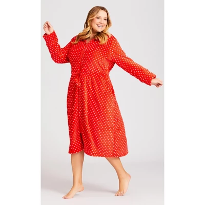 Women's Plus Size Zip Spot Robe - Red | AVENUE - Image 5