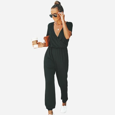 Women's Short Sleeve Wrap Loose Long Romper Jumpsuit - Cupshe - Image 4