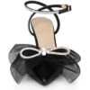 Perphy Rhinestone Mesh Bow Slingback Stiletto Heel Pumps For Women