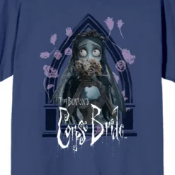Corpse Bride Emily Roses And Altar Crew Neck Short Sleeve Navy Women's T-shirt