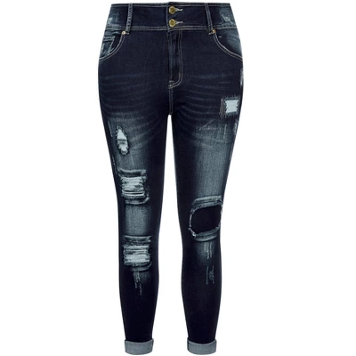 Women's Plus Size Patched Apple Skinny Jean - Mid Denim | CITY CHIC - Image 2