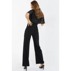 Sequin Wrap Palazzo Jumpsuit : Sequin Wrap Palazzo Jumpsuit Black8