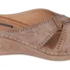 GC Shoes Giselle Perforated Comfort Slide Wedge Sandals