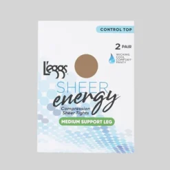 L'eggs Sheer Energy Women's Control Top 2pk Pantyhose