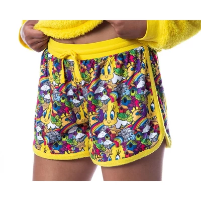 Looney Tunes Womens' Tweety Bird Sweater And Shorts Sleep Pajama Set Yellow - Image 3