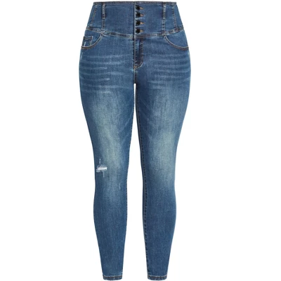 Women's Plus Size Harley Rip Corset Jean - Denim | CITY CHIC - Image 2