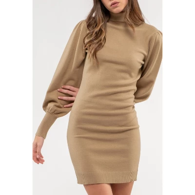 August Sky Women's Lantern Sleeve Sweater Mini Dress - Image 2