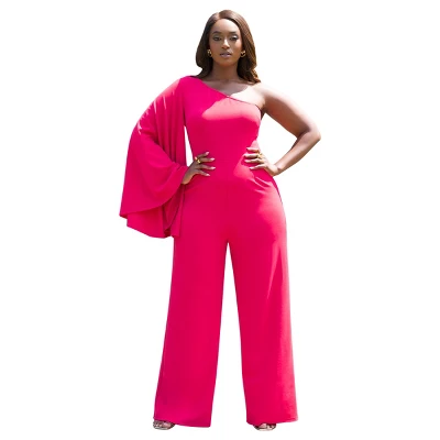 Rebdolls Women's Opal Extreme Single Sleeve Wide Leg Jumpsuit - Image 4