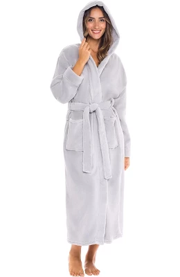 Women's Classic Winter Robe, Hooded Cozy Plush Fleece Bathrobe - Image 17