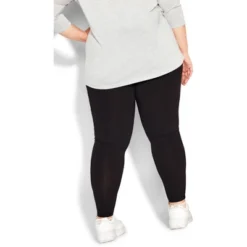 Women's Plus Size Splice Panel Legging - Black | AVENUE LEISURE