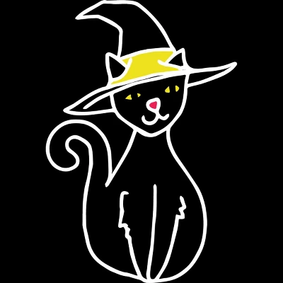 Junior's Design By Humans Halloween Witchy Cat By BubbSnugg T-Shirt