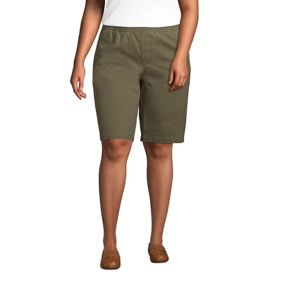 Lands' End Women's Plus Size Mid Rise Elastic Waist Pull On 12" Knockabout Chino Bermuda Shorts - Image 7