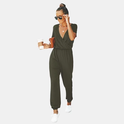 Women's Short Sleeve Wrap Loose Long Romper Jumpsuit - Cupshe - Image 6