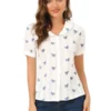 Allegra K Women's 2023 Peter Pan Collar Summer Tops Button Front Elegant Floral Shirt