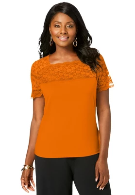 Jessica London Women’s Plus Size Lace Neckline Top - Image 7