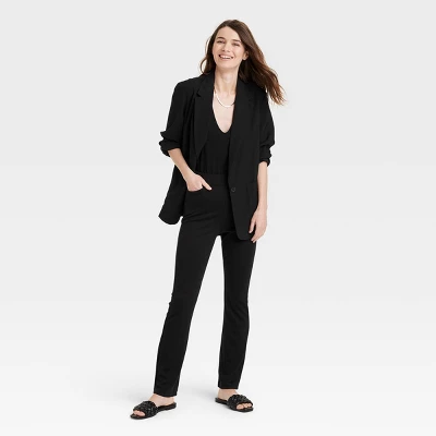 Women's High Waisted Ponte Flare Leggings With Pockets - A New Day™ Black - Image 2