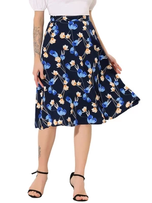 Allegra K Women's Chiffon Summer Vintage Floral Print A-Line Midi Skirts - Image 4