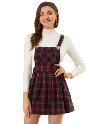 Allegra K Women's Checks Adjustable Strap Pinafore Overall Suspender Skirt - Image 6