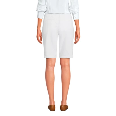 Lands' End Women's Plus Size Mid Rise Elastic Waist Pull On 12" Knockabout Chino Bermuda Shorts