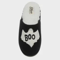 Dluxe By Dearfoams Women's Halloween Ghost Slippers - Black