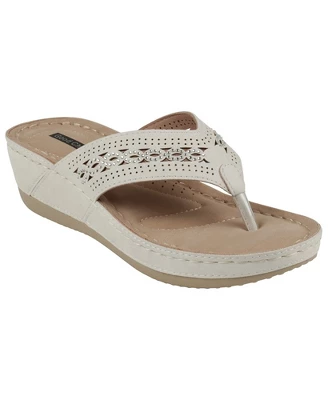 GC Shoes Bari Embellished Perforated Comfort Slide Wedge Sandals - Image 8