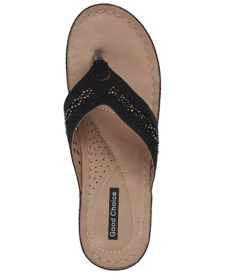 GC Shoes Bari Embellished Perforated Comfort Slide Wedge Sandals - Image 3