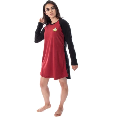 Star Trek Next Generation Women's Juniors Picard Raglan Nightgown Sleep Shirt - Image 2