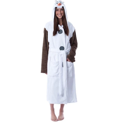Disney Adult Frozen Snowman Olaf Costume Robe Hooded Bathrobe White - Image 6