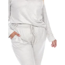 Women's Plus Size 2 Piece Lounge Set - White Mark