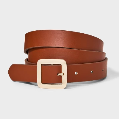 Women's Chunky Center Bar Buckle Belt - A New Day™ Brown - Image 3