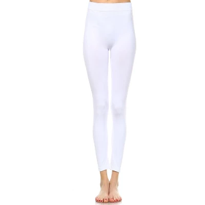 Women's Slim Fit Solid Leggings - One Size Fits Most - White Mark - Image 6