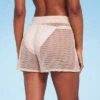 Women's Pull-On Crochet Cover Up Shorts - Shade & Shore™ Light Brown
