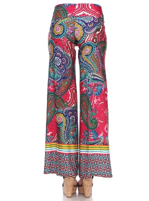 Women's Paisley Printed Palazzo Pants - White Mark - Image 2
