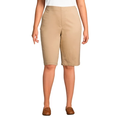 Lands' End Women's Plus Size Mid Rise Elastic Waist Pull On 12" Knockabout Chino Bermuda Shorts - Image 4